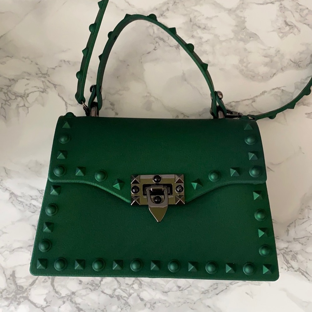 Studded Emerald Green Handbag